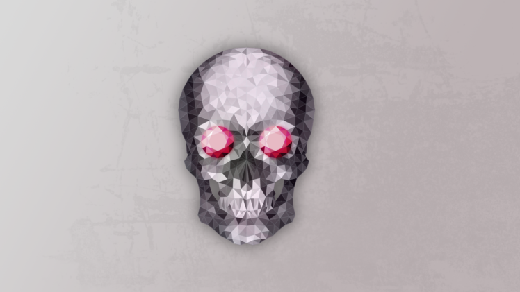 skull, Simple background, Low poly, Digital art, Artwork HD Wallpaper Desktop Background