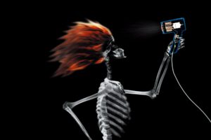 digital art, Black background, Skeleton, X rays