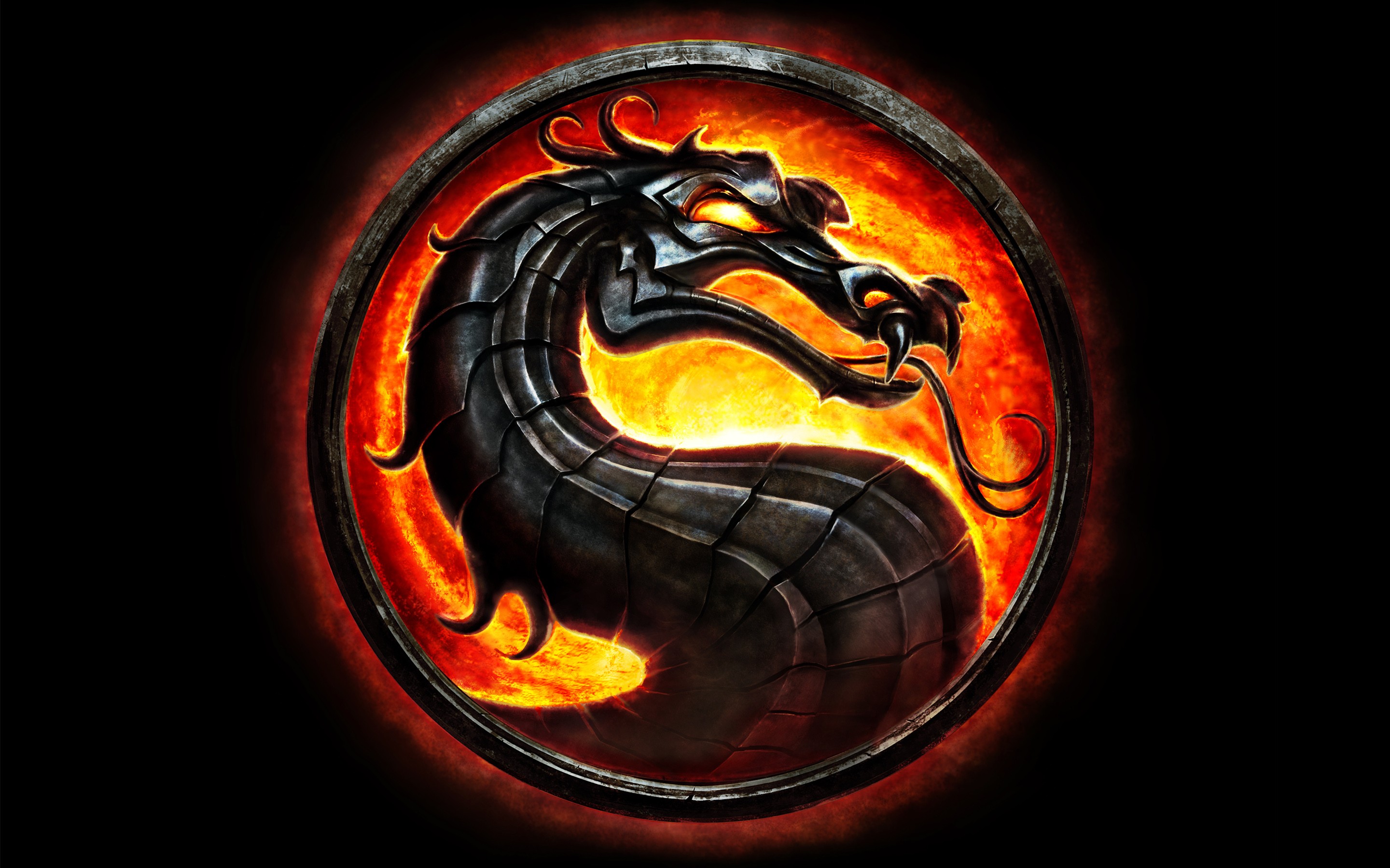 Mortal Kombat, Logo, Black background, Dragon Wallpaper