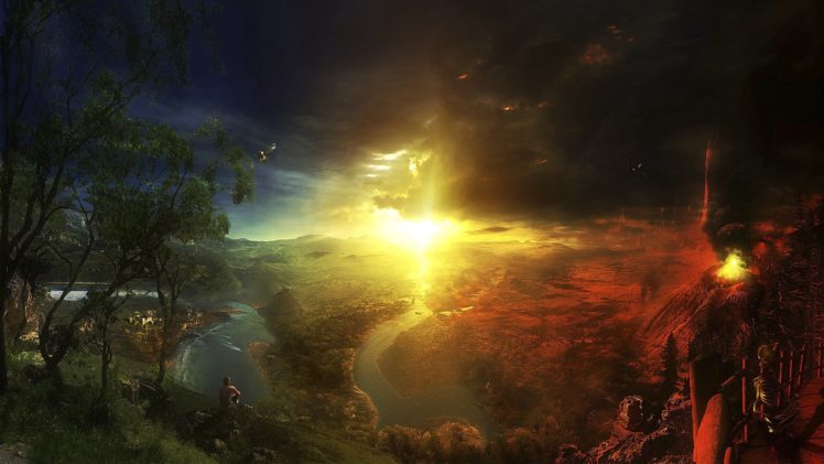 digital art, Sunlight, Hell, Fantasy art, Nature HD Wallpaper Desktop Background
