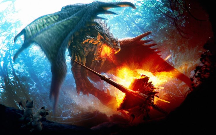 dragon, Fire, Knight, Monster Hunter, Rathian HD Wallpaper Desktop Background