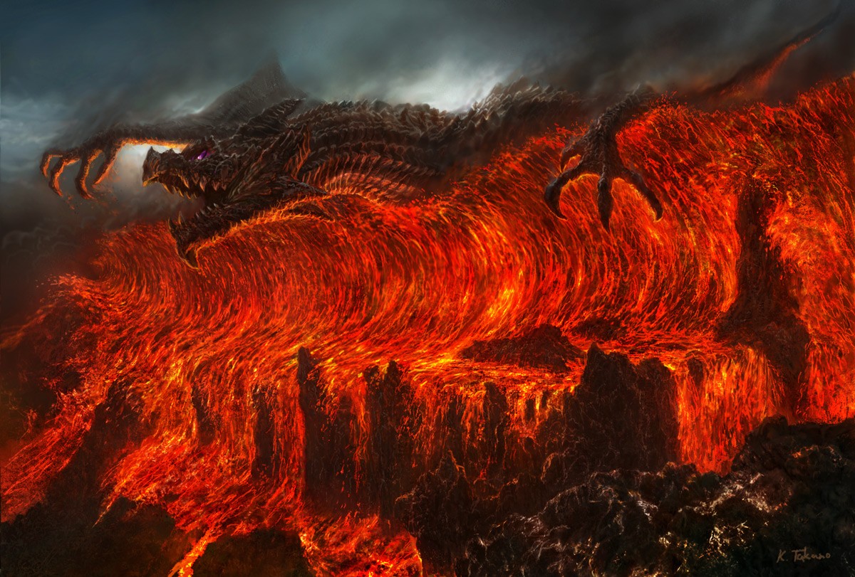 dragon, Lava, Fire Wallpaper