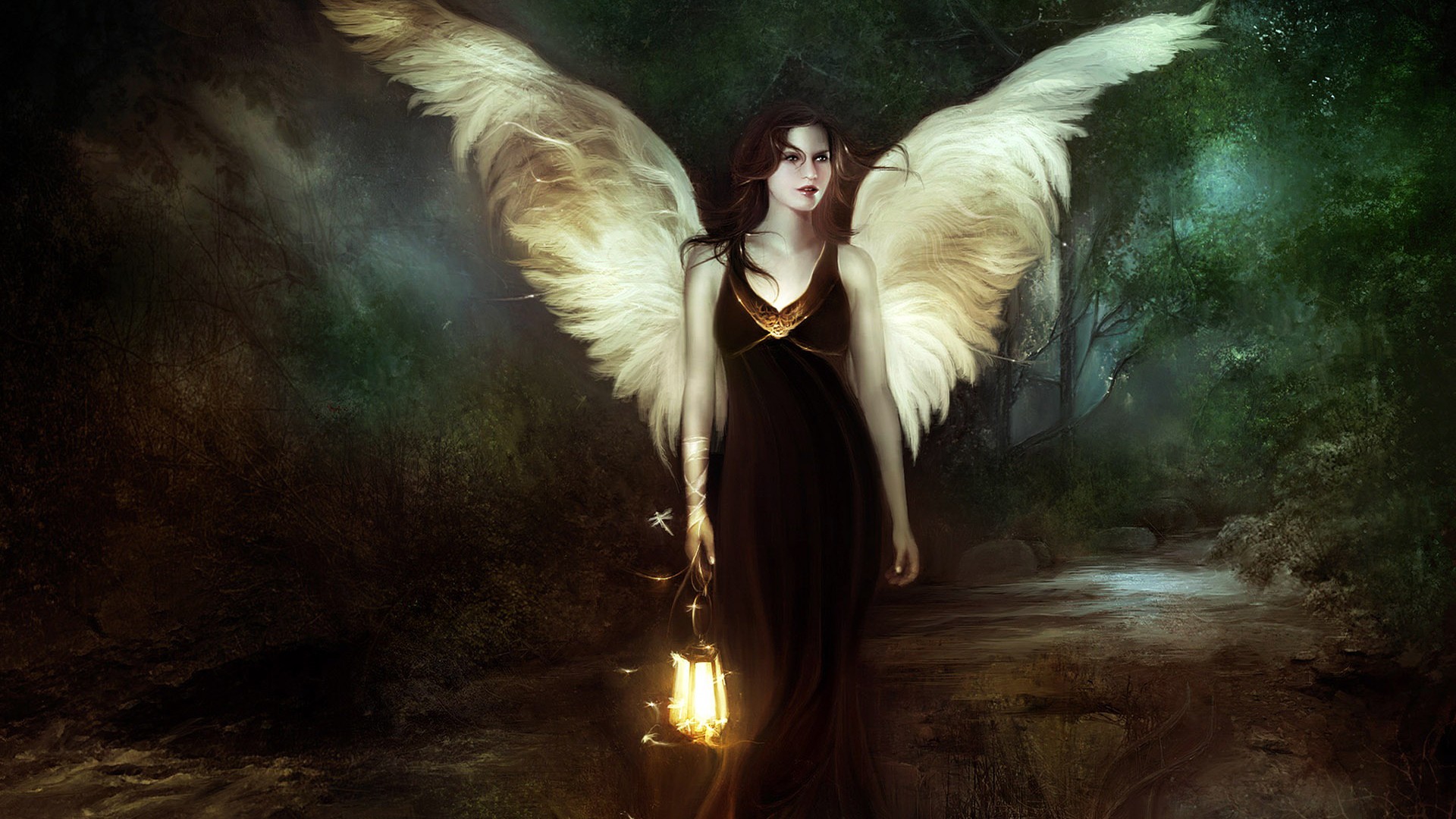 fantasy girl, Wings, Lantern, Fantasy art, Artwork, Angel Wallpaper