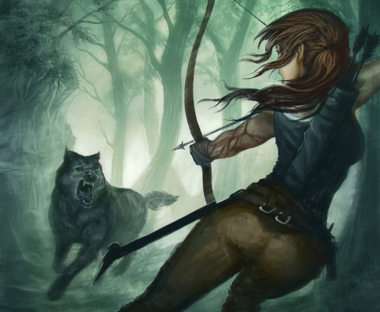 Tomb Raider, Forest, Bows HD Wallpaper Desktop Background