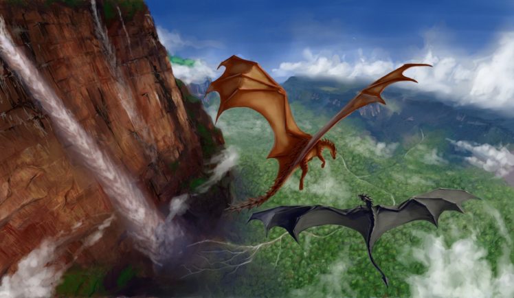 dragon, Angel Falls, Salto Ángel, Canyon, Waterfall HD Wallpaper Desktop Background