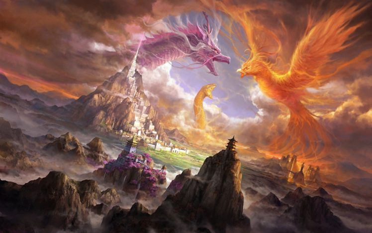 digital art, Phoenix, Dragon HD Wallpaper Desktop Background