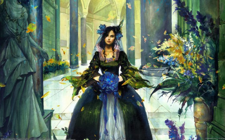 fantasy girl, Artwork, Flowers, Leaves, Fantasy art HD Wallpaper Desktop Background