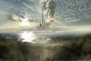 fantasy art, Futuristic city, Artwork, Landscape, Science fiction