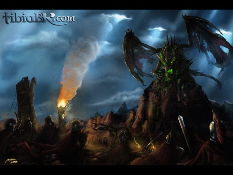 Tibia, PC gaming, RPG, Dragon, Warrior HD Wallpaper Desktop Background