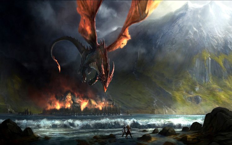 dragon, Fire, Burning, Mountain HD Wallpaper Desktop Background