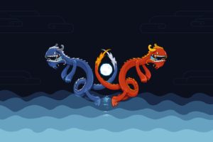 dragon, Blue, Water, Animations, Artwork