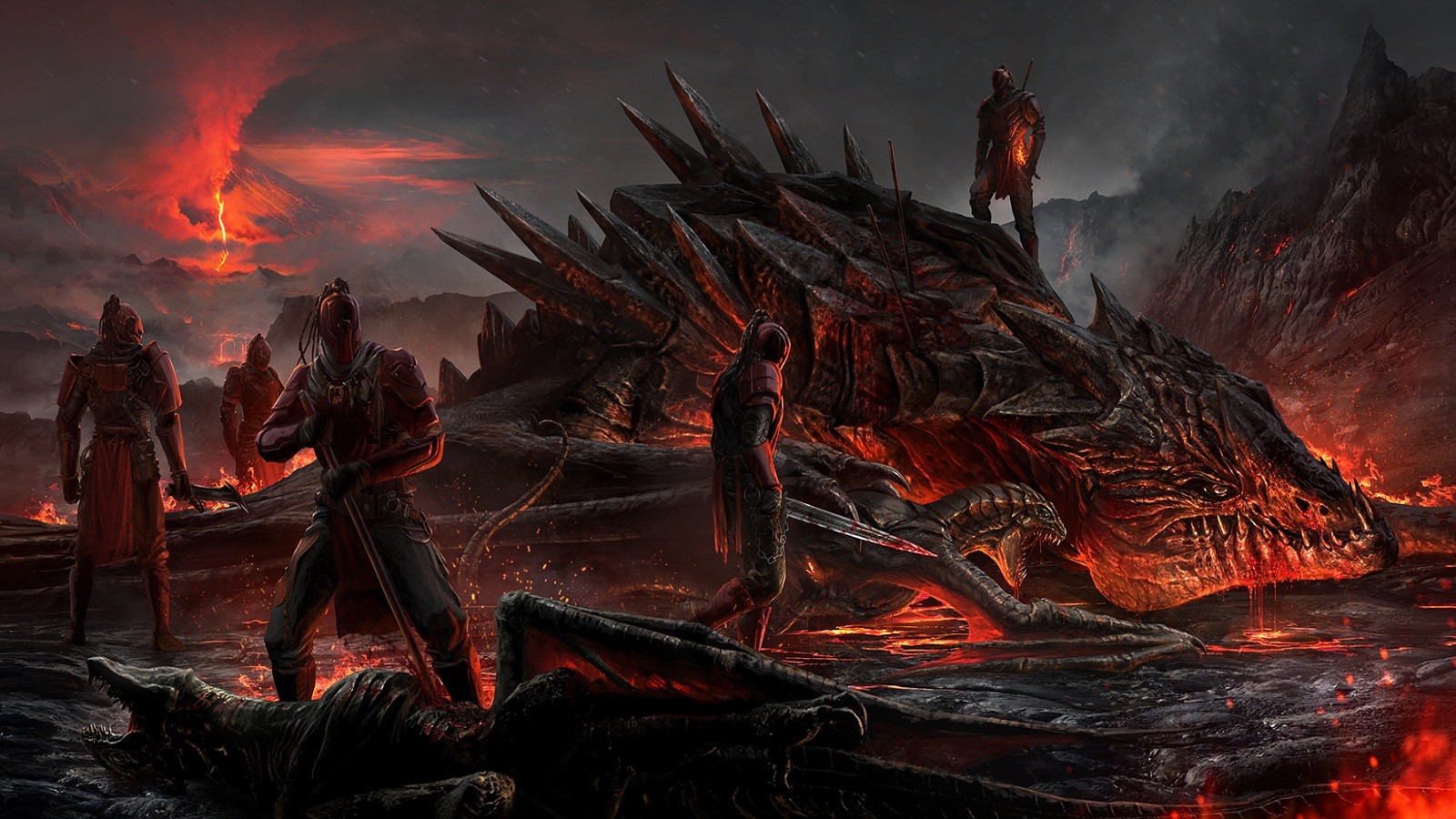 dragon, Vulcano, Sword, DeviantArt, Smoke Wallpaper