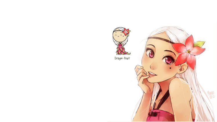 anime girls, Anthropomorphism, Dragon fruit HD Wallpaper Desktop Background