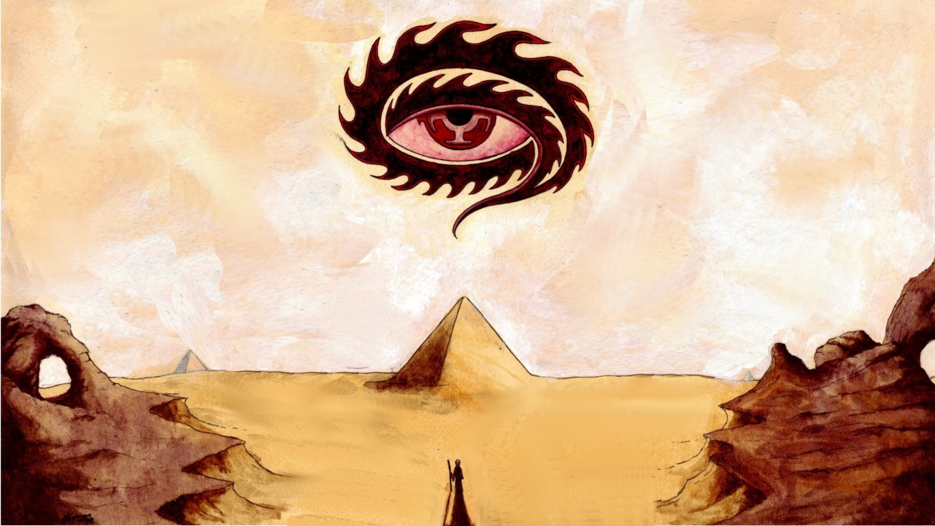 pyramid, Desert, Fantasy art, Painting Wallpaper