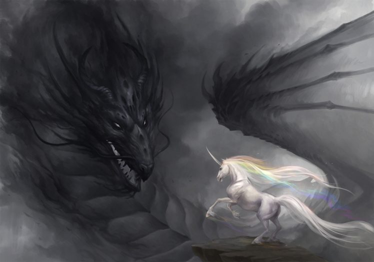 dragon, Unicorns HD Wallpaper Desktop Background