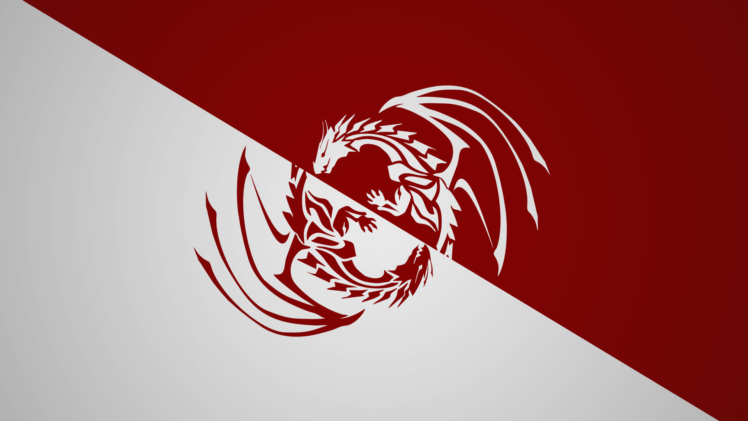 dragon, Ying Yang, Yin and Yang, Red, White HD Wallpaper Desktop Background