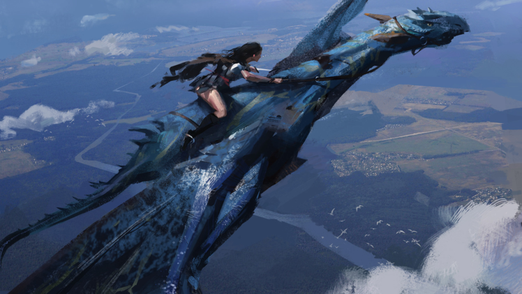dragon, Flying, Aerial view HD Wallpaper Desktop Background