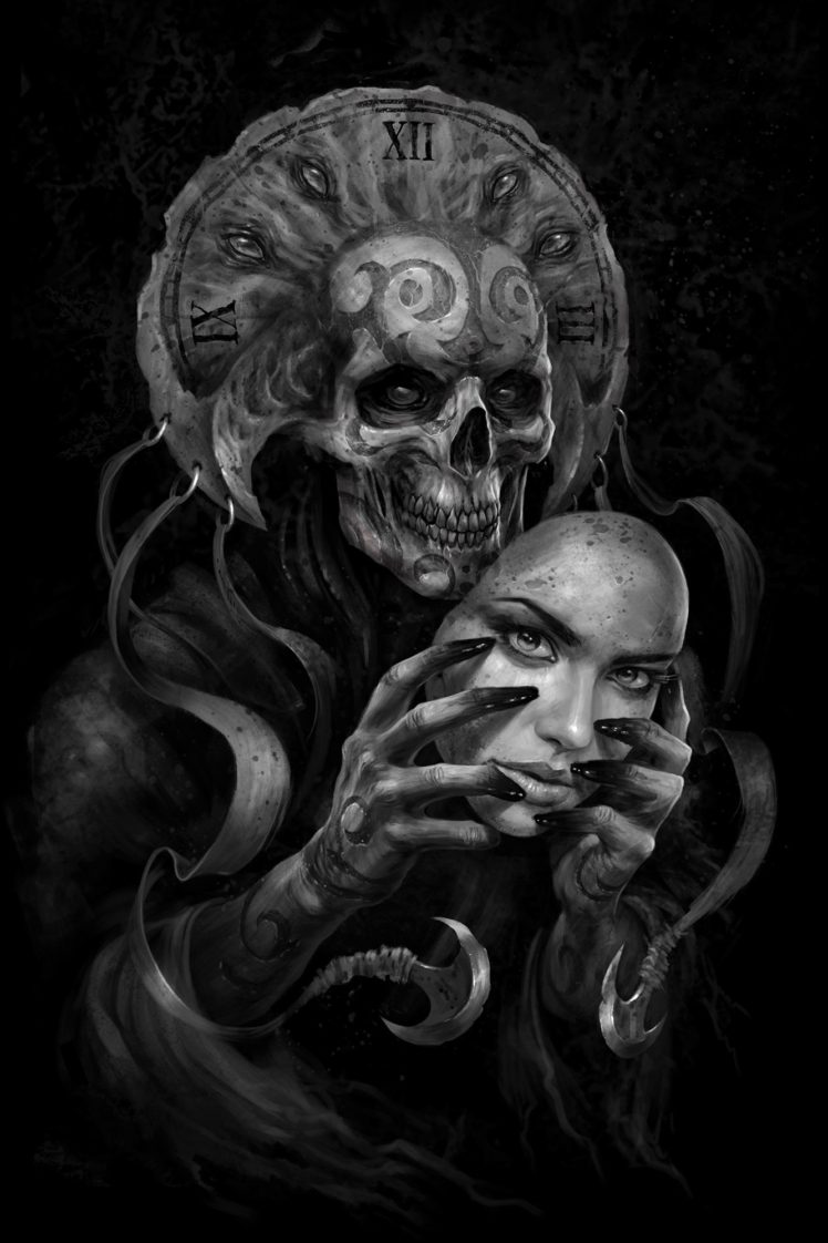 drawing, Fantasy art, Skull, Skull Face, Death, Mask, Face mask HD Wallpaper Desktop Background