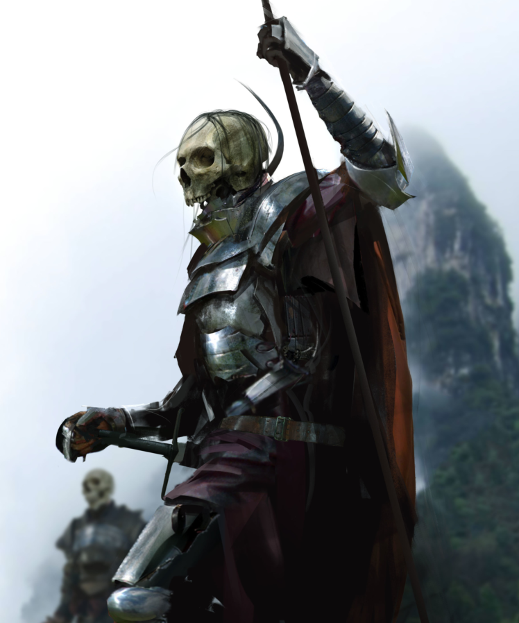 dead, Drawing, Fantasy art, Skeleton, Undead, Armor, Weapon, Death HD Wallpaper Desktop Background