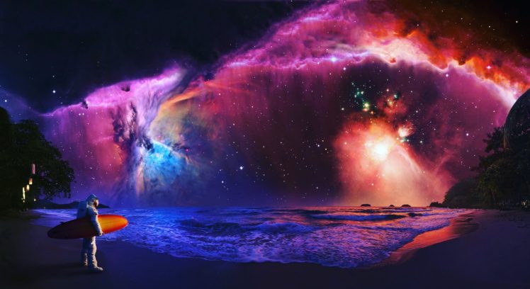 fantasy art, Astronauts, Nebula HD Wallpaper Desktop Background