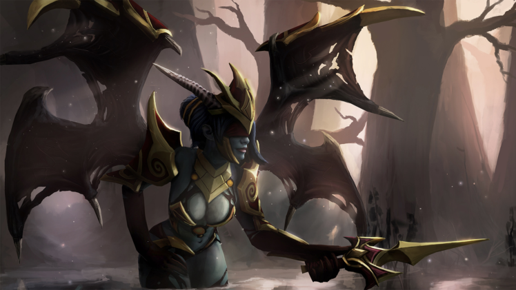 heroes, Queen of Pain, Defense of the ancient, Dota, Dota 2, Valve, Valve Corporation, Fantasy art, Wings HD Wallpaper Desktop Background