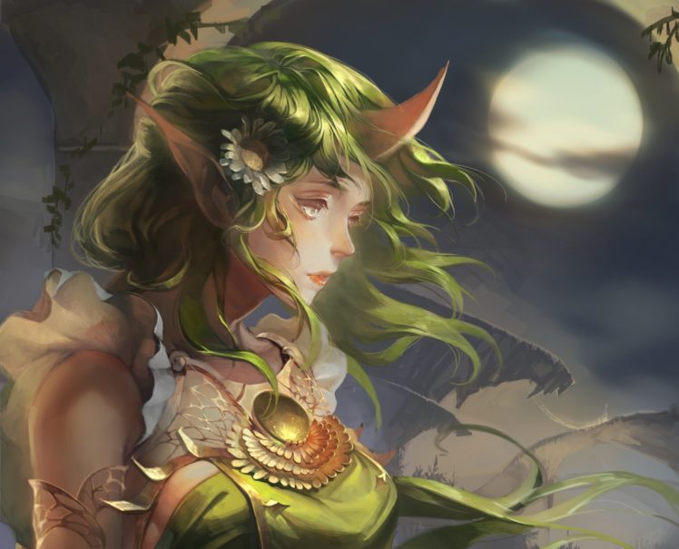 Soraka, Fantasy art, Artwork, Moon, League of Legends HD Wallpaper Desktop Background