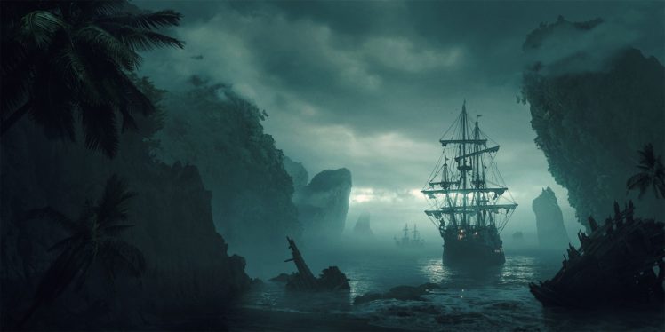 fantasy art, Ship, Artwork HD Wallpaper Desktop Background