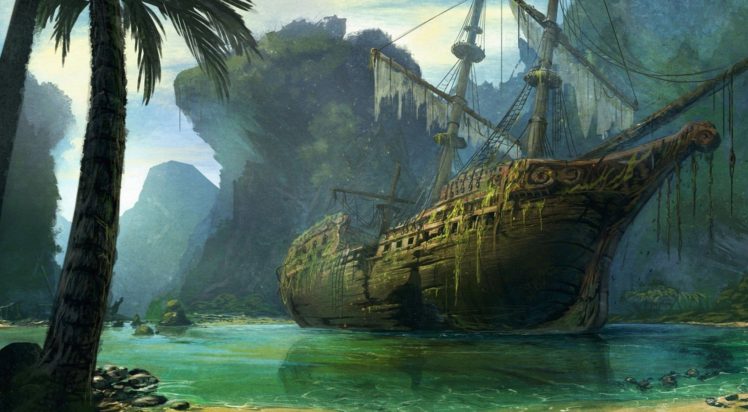 ship, Fantasy art, Wreck, Artwork HD Wallpaper Desktop Background