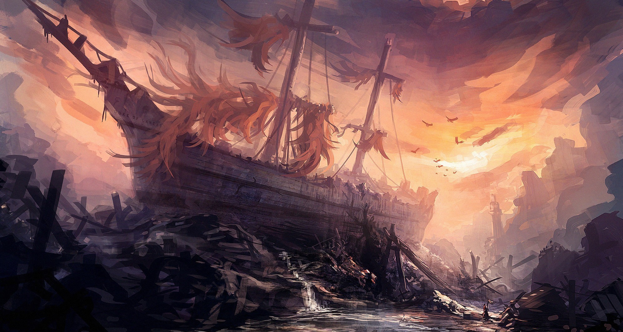 fantasy art, Ship, Artwork Wallpaper