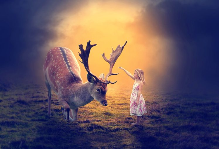 artwork, Deer, Fantasy art HD Wallpaper Desktop Background