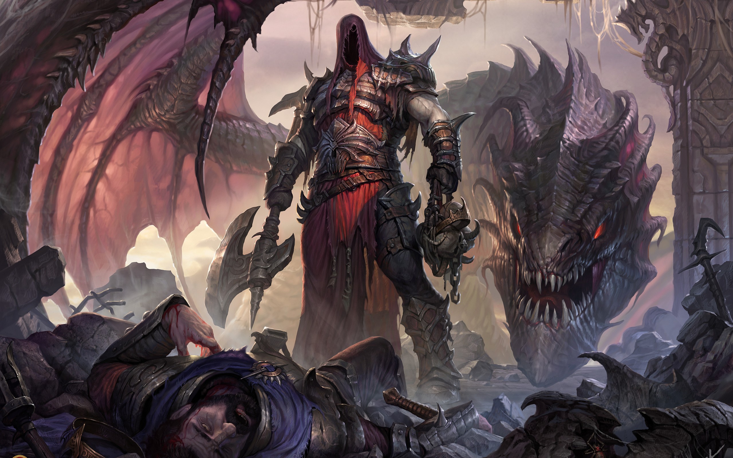 heroes, Dragon, Fantasy art Wallpaper