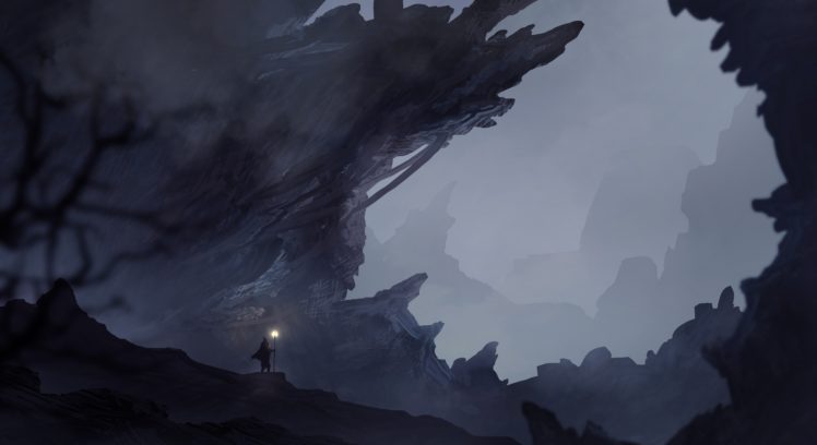 fantasy art, Lights, Cave HD Wallpaper Desktop Background