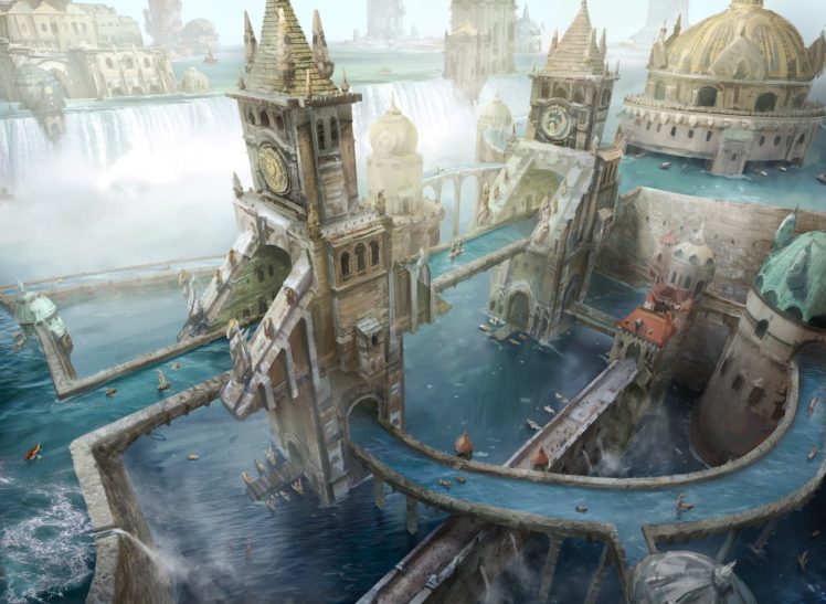 fantasy city, Fantasy art, Artwork HD Wallpaper Desktop Background