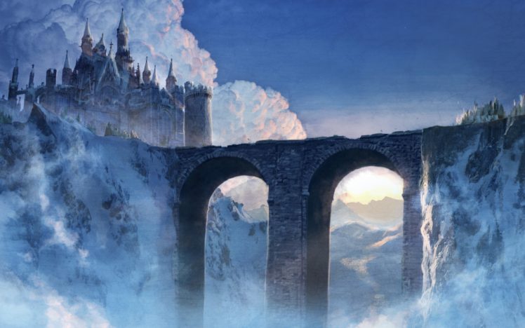 fantasy art, Castle, Bridge, Artwork HD Wallpaper Desktop Background