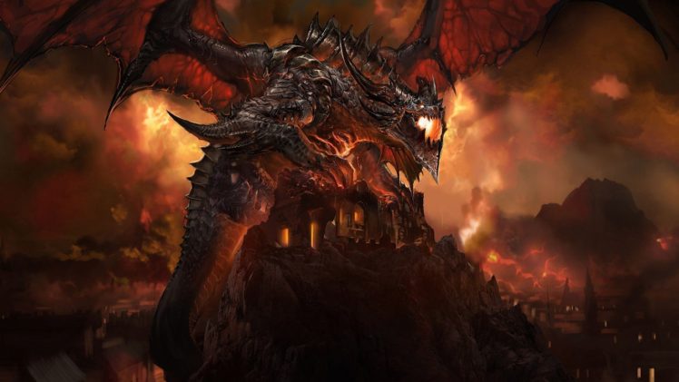 Deathwing, Dragon,  World of Warcraft, World of Warcraft: Cataclysm HD Wallpaper Desktop Background