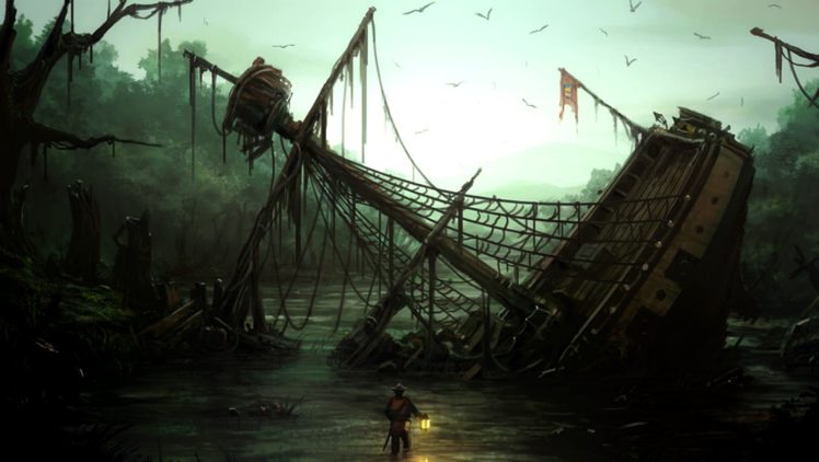 fantasy art, Sailing ship HD Wallpaper Desktop Background