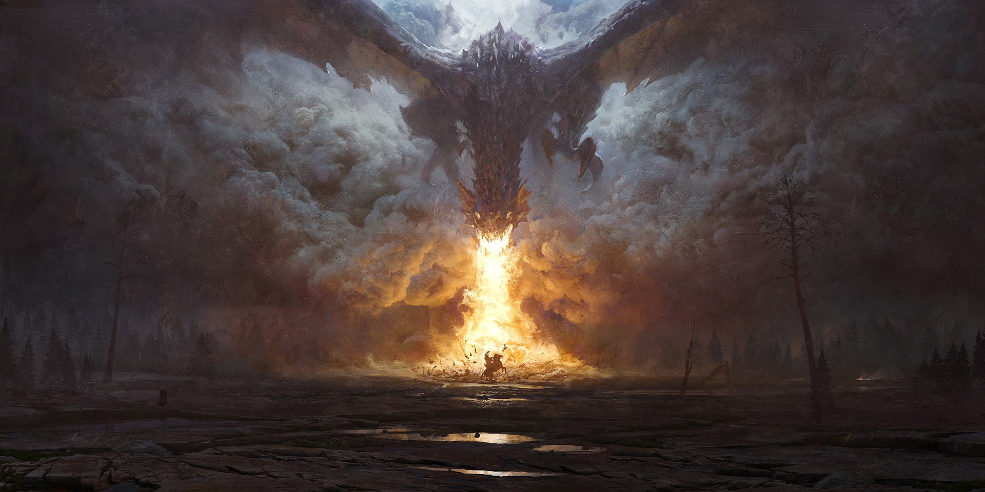dragon, Fire, Fantasy art, Digital art, Dark fantasy Wallpapers HD