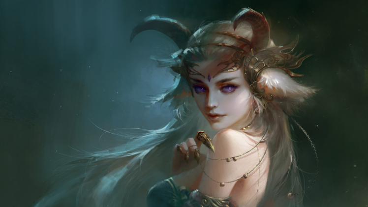 demon girls, Fantasy art, Horns HD Wallpaper Desktop Background