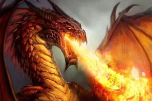 fantasy art, Dragon, Fire, Artwork