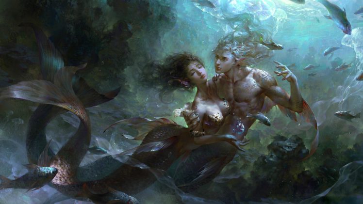 artwork, Fantasy art, Mermaids HD Wallpaper Desktop Background