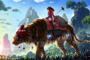 original characters, Anime, Fantasy art, Tiger, Digital art