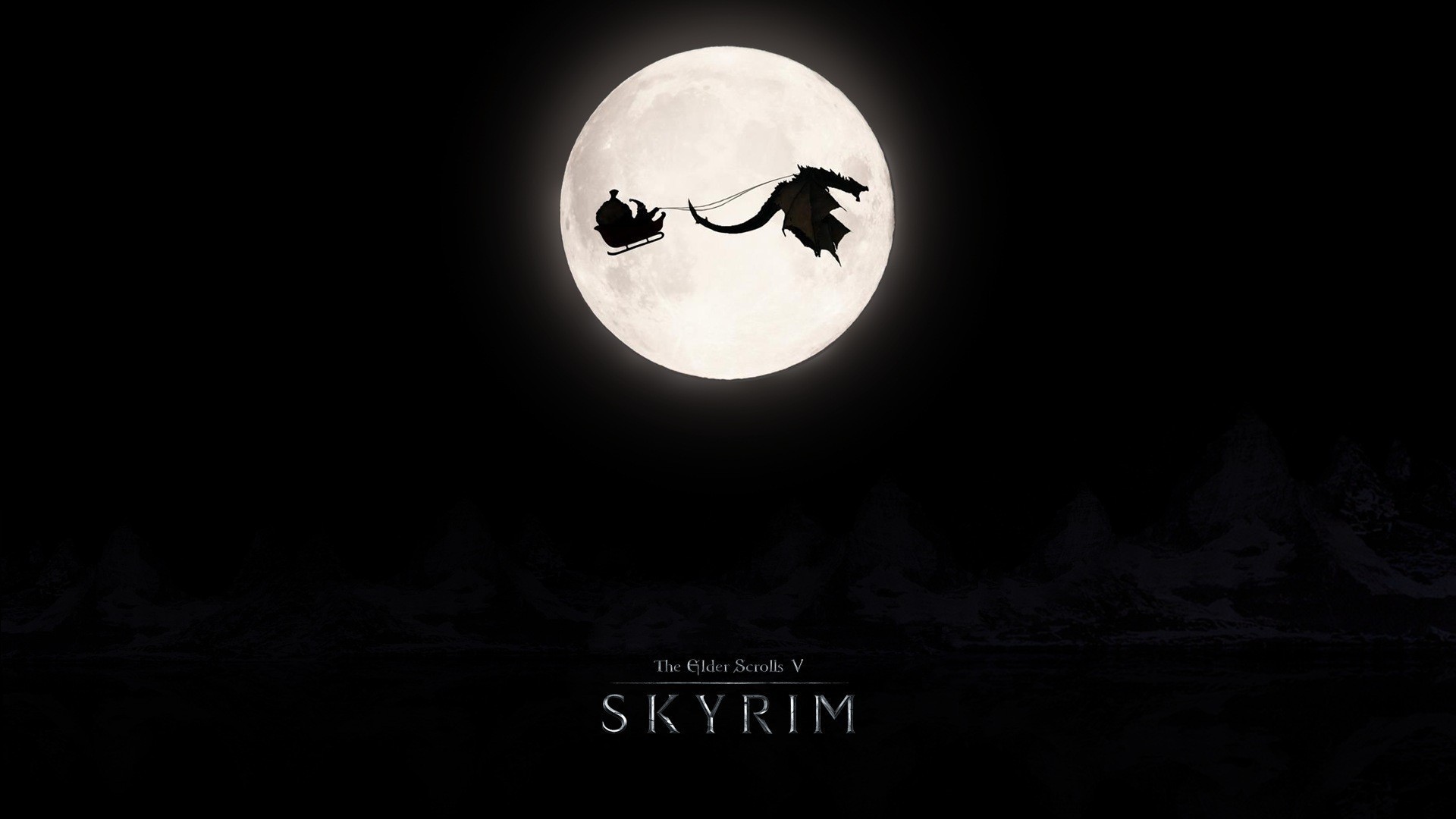 Santa Claus, The Elder Scrolls V: Skyrim, Dragon, Moon Wallpaper