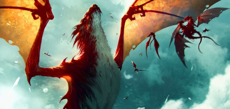 dragon, Fly, Red HD Wallpaper Desktop Background