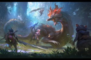fantasy art, Dragon, Monster Hunter, Kirin