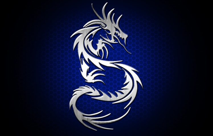 dragon, Tribal, Blue, Silver HD Wallpaper Desktop Background