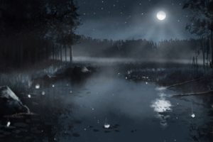 fantasy art, Night, Moon