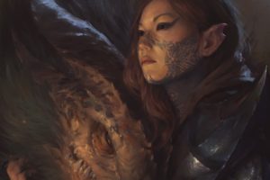 fantasy girl, Dragon, Fantasy art