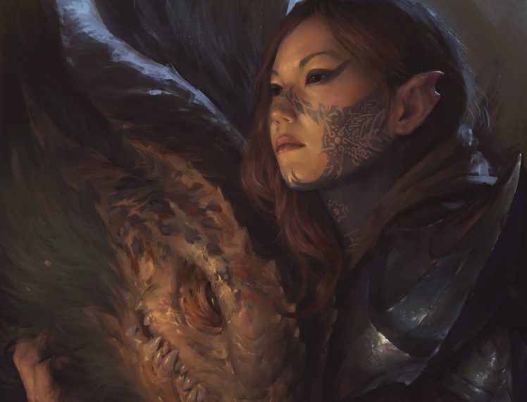 fantasy girl, Dragon, Fantasy art HD Wallpaper Desktop Background