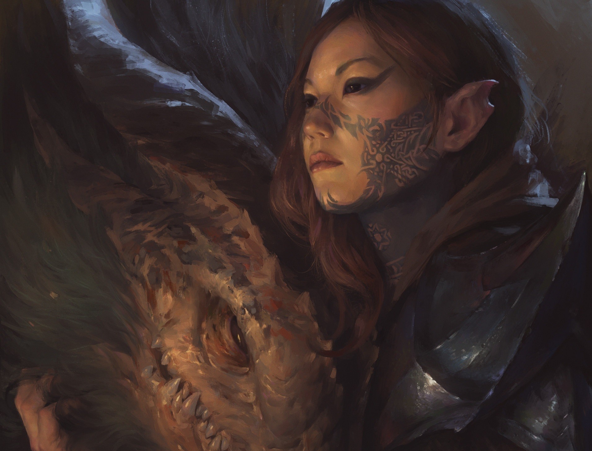 fantasy girl, Dragon, Fantasy art Wallpaper