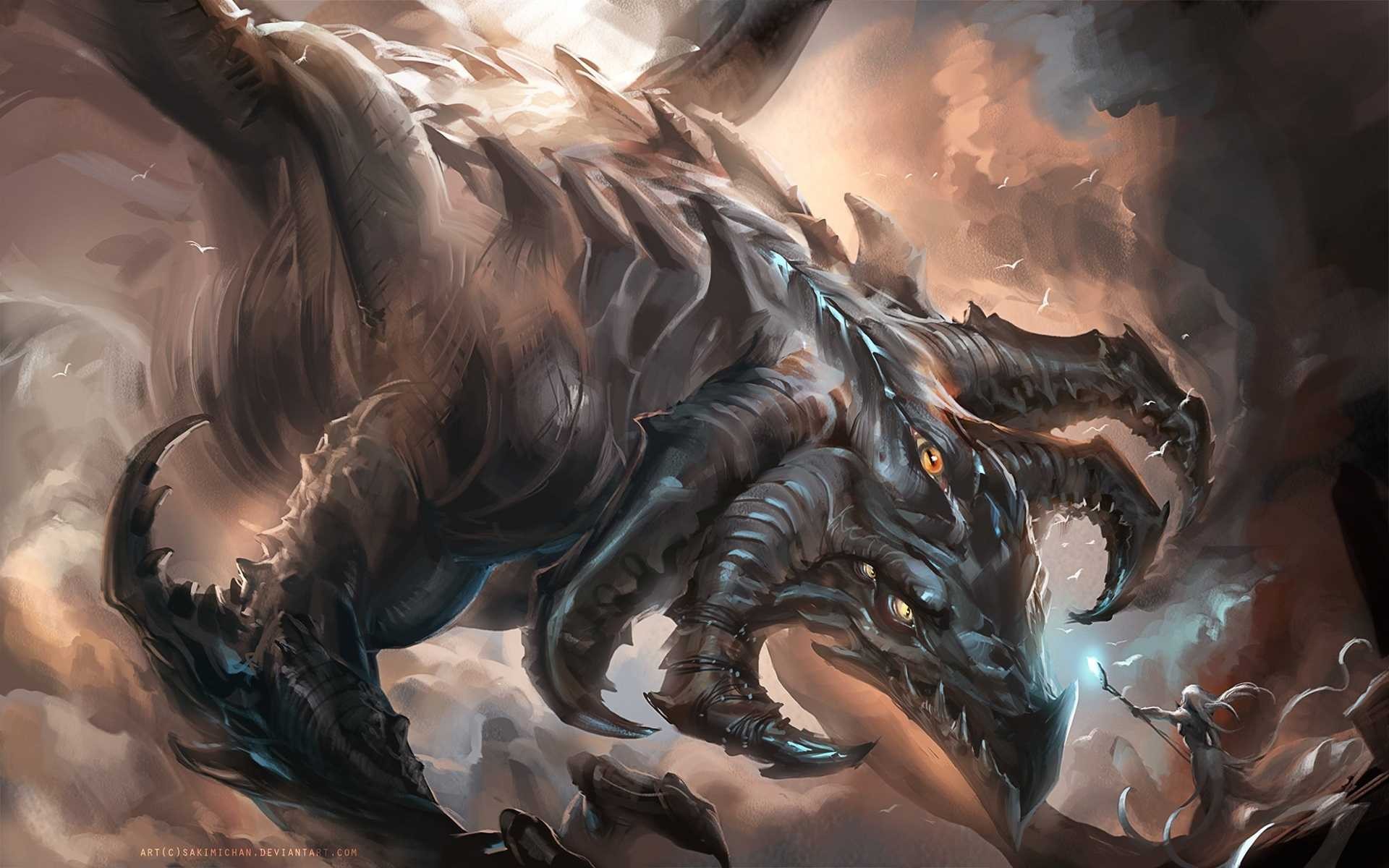 warrior, Fantasy art, Dragon, Artwork Wallpaper
